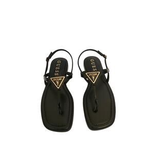 New Guess Women's Rainey Flat Sandal Black Patent Thong Sandal 6.5M